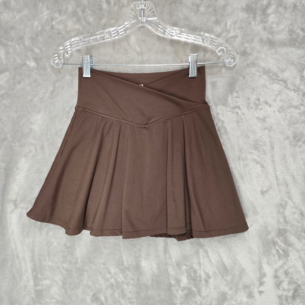 PAC 1980 Skort Women XS Brown Crossover Waist Pleated Athletic Skirt Pickleball